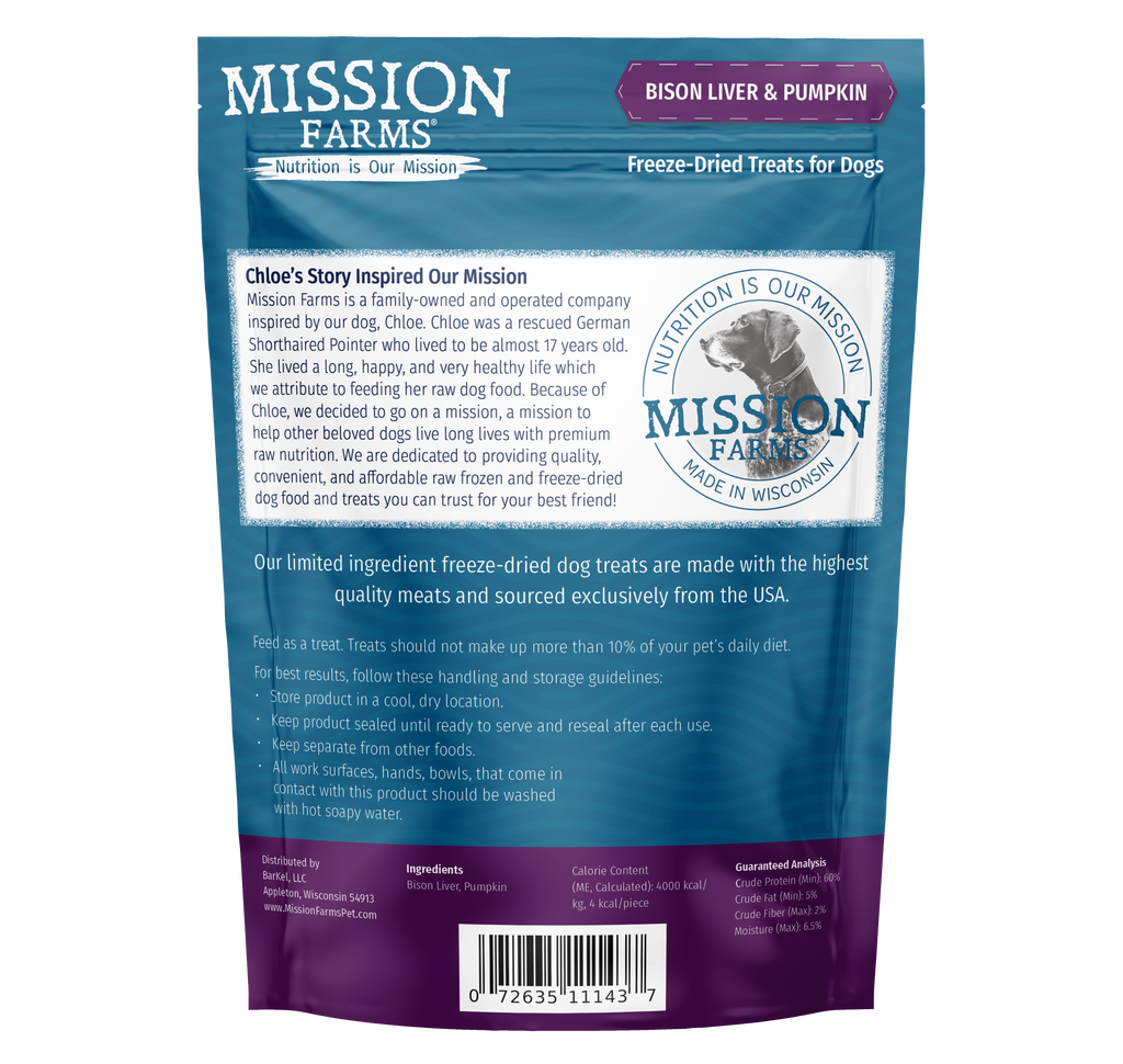 Bison Liver & Pumpkin Treats- 3oz