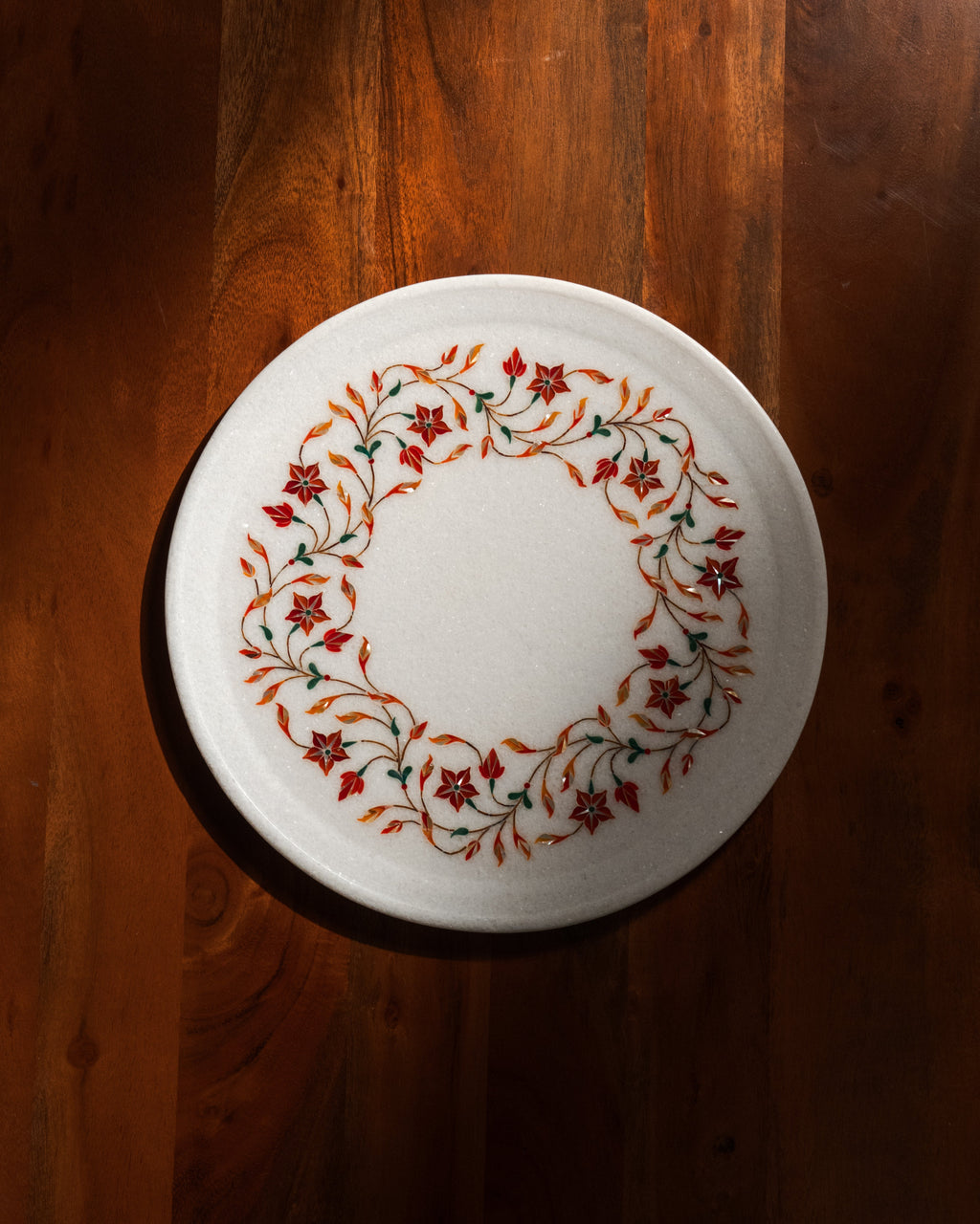 White Round Inlay Platter
