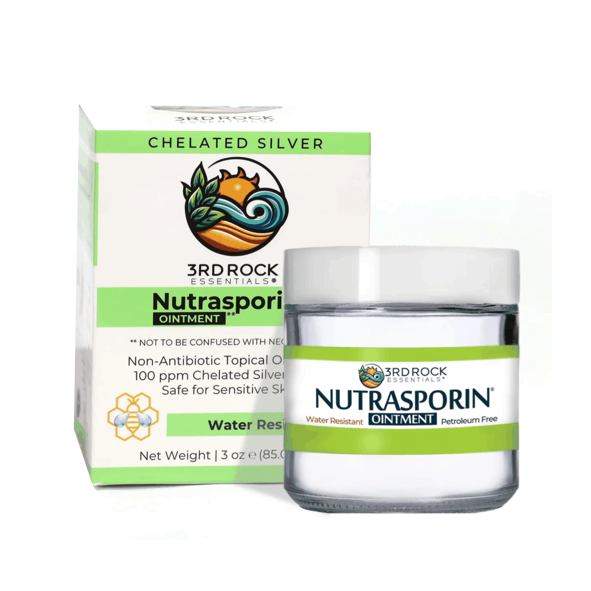 Nutrasporin® - 3oz JAR - All Natural First Aid Ointment 100ppm Silver Ointment (Water Resistant)