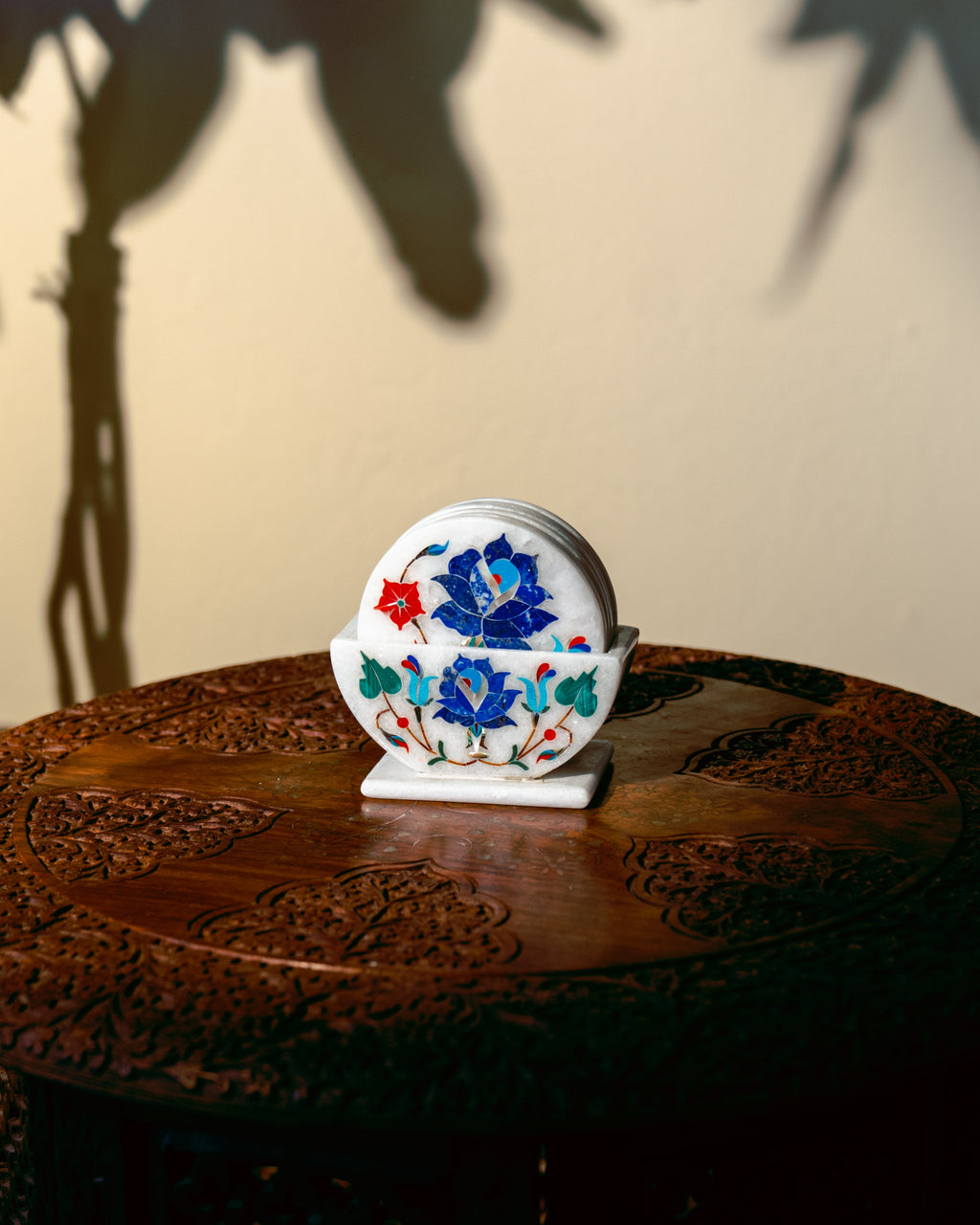 Lapis Lazuli Floral Coaster Set
