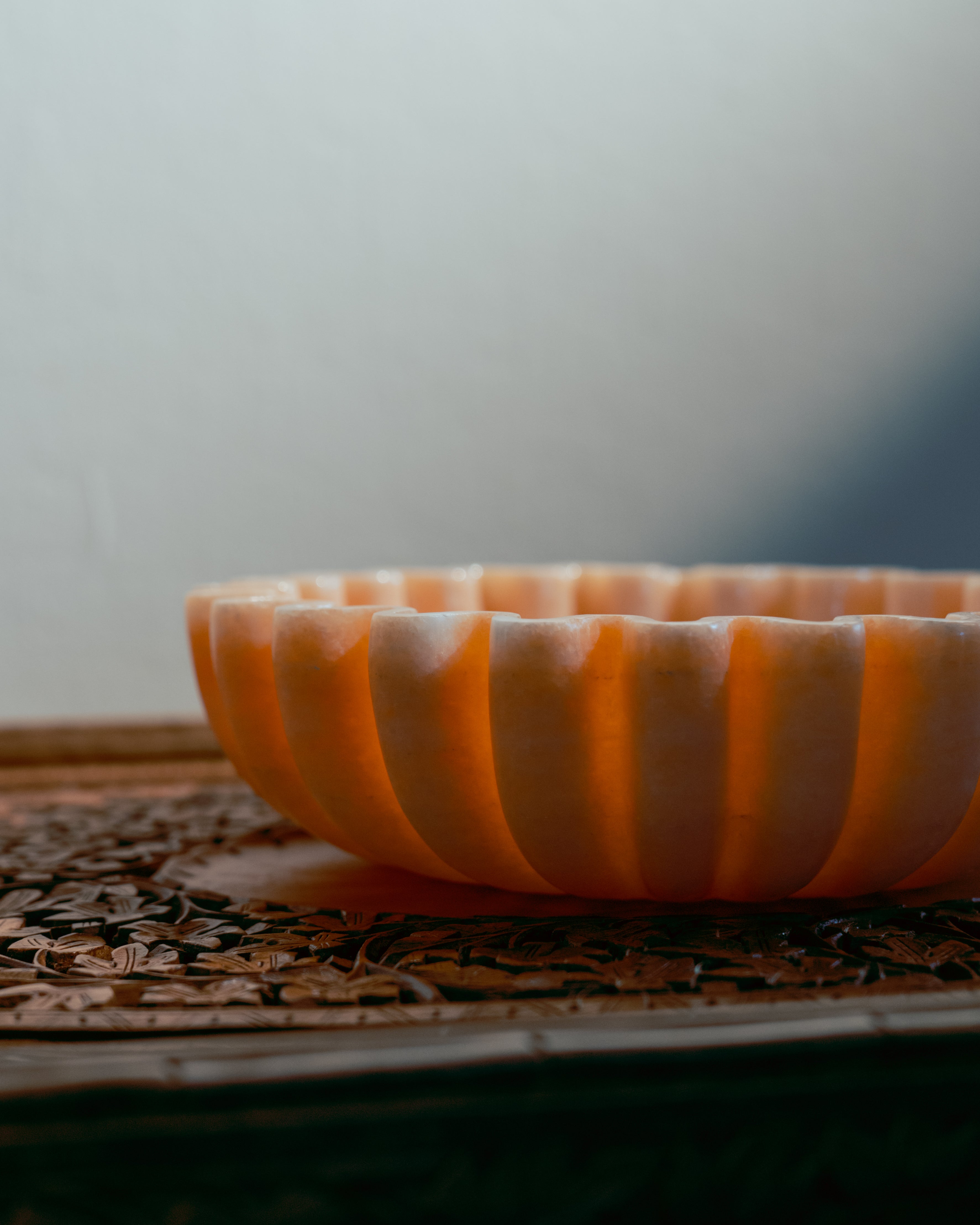 Fluted Pink Makrana Marble Bowl
