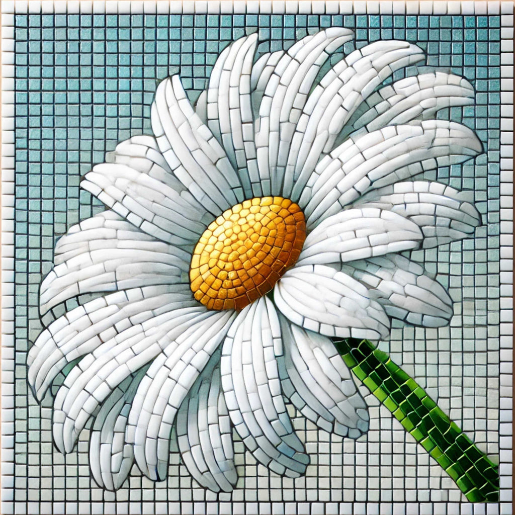 White Daisy with Pattern 14"x14" (wood)