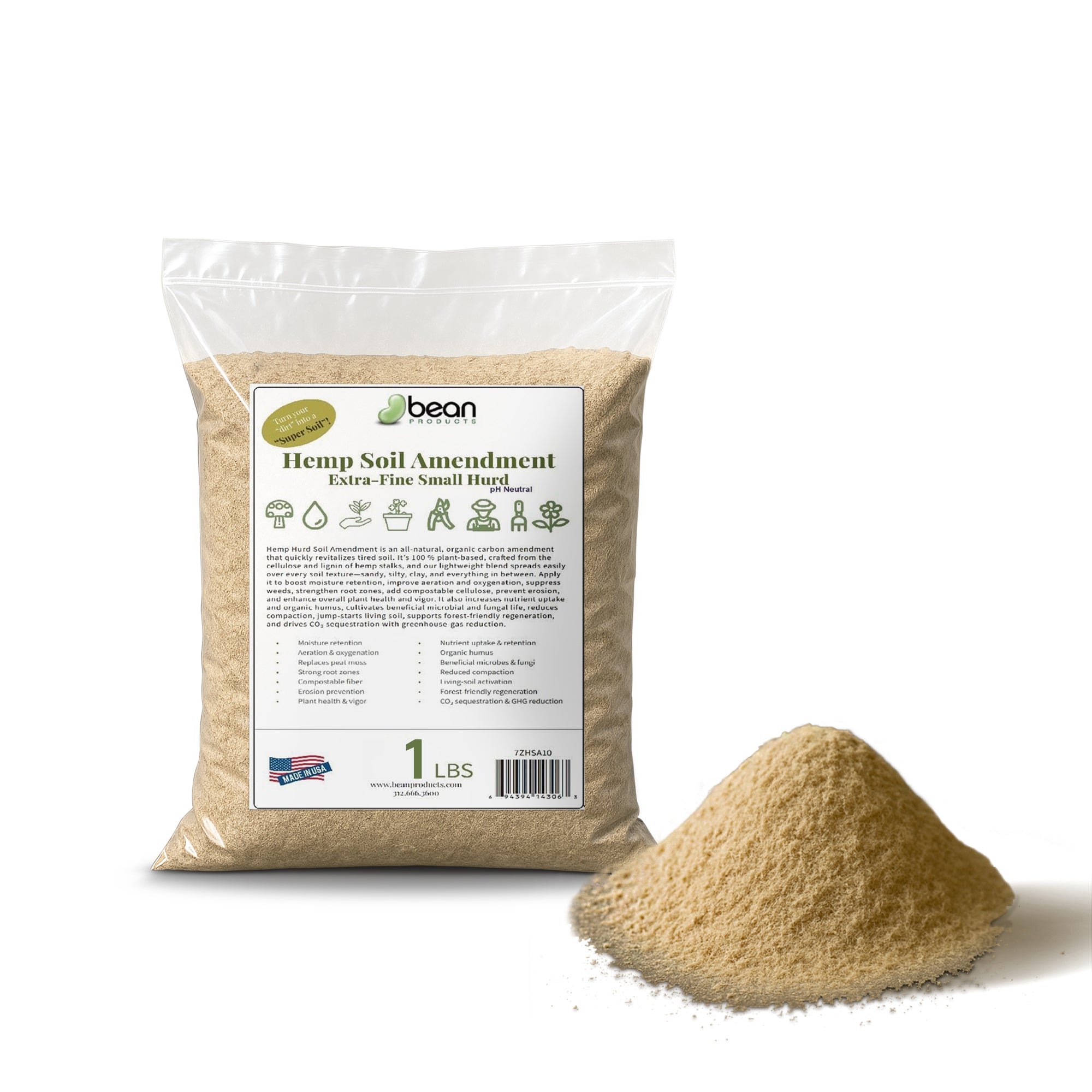 Hemp Soil Amendment Gardening Dirt Booster, very fine hemp hurd