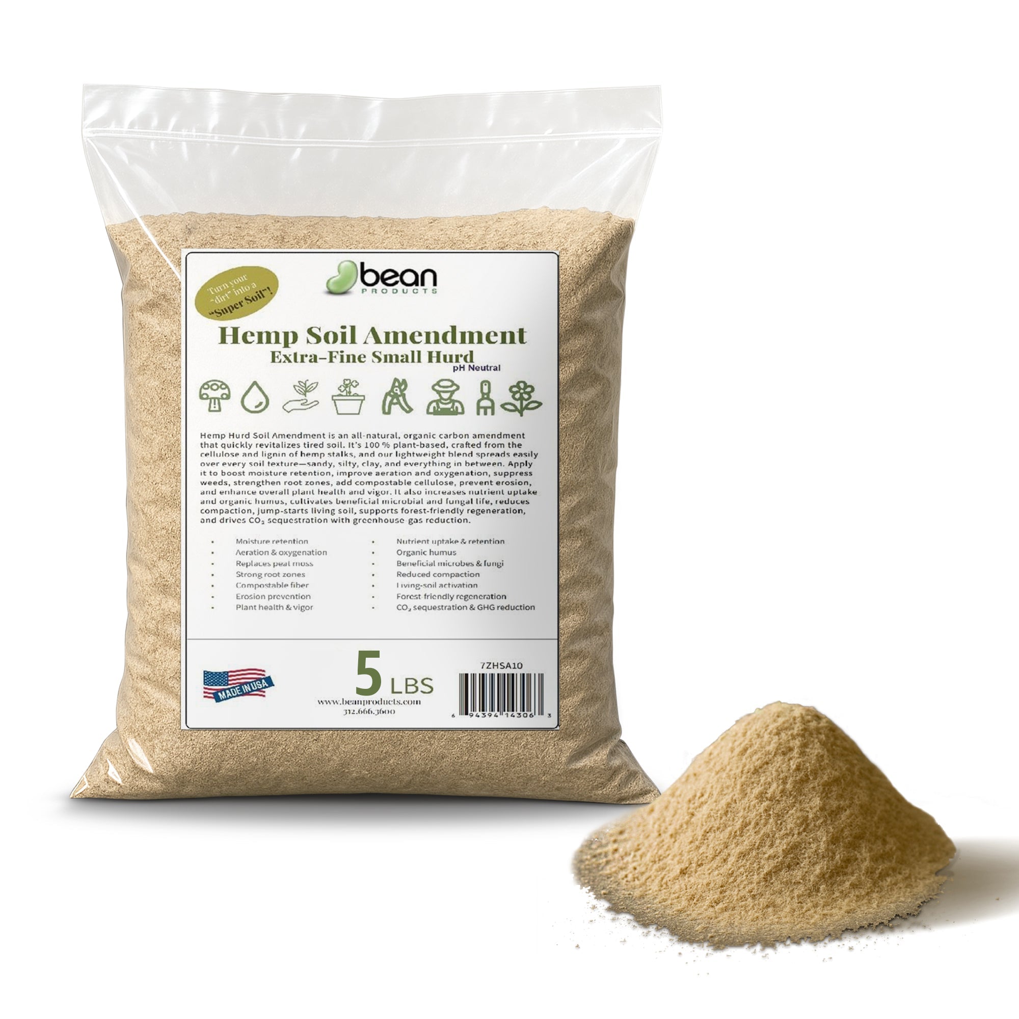 Hemp Soil Amendment Gardening Dirt Booster, very fine hemp hurd