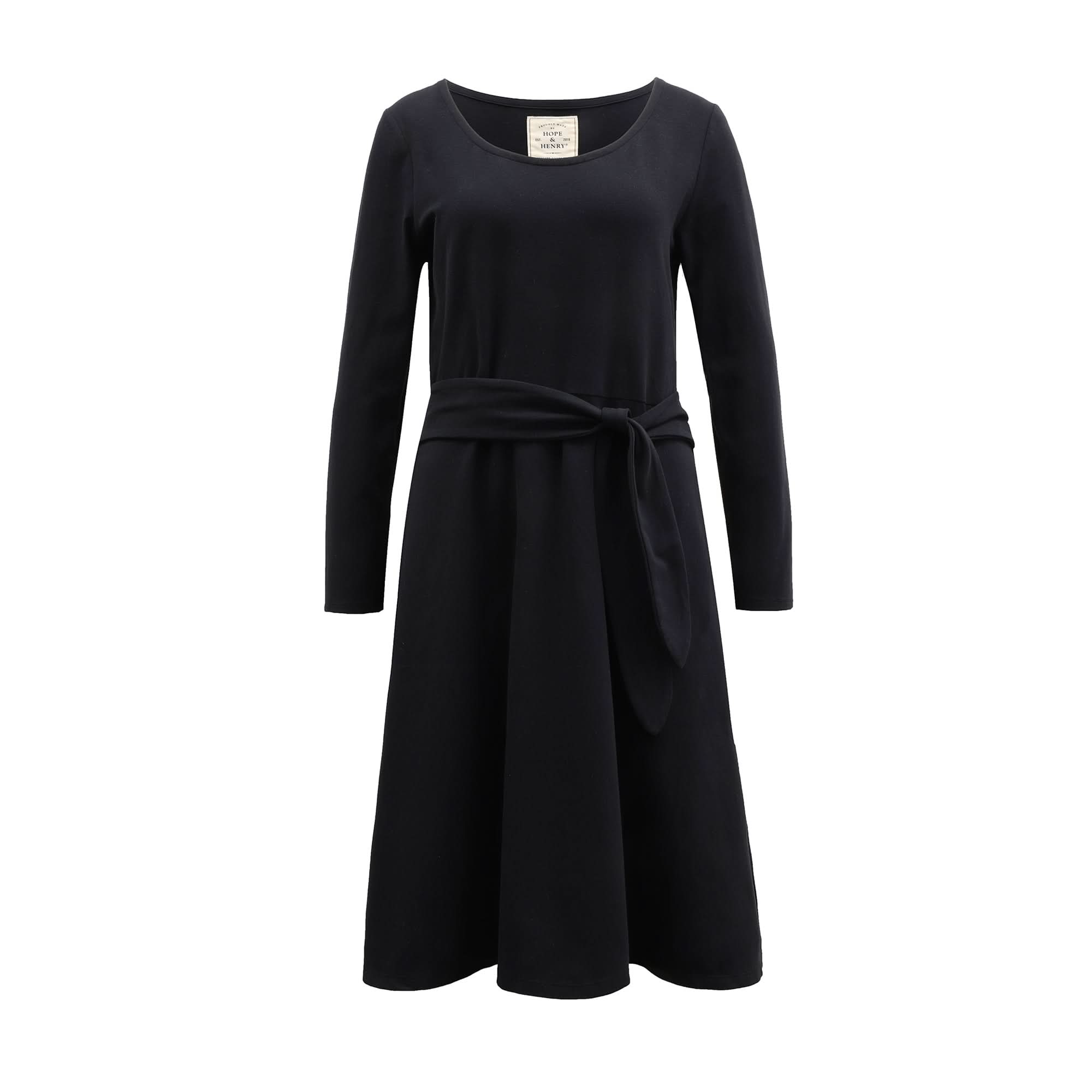 Organic Long Sleeve Tie-Waist Knit Dress