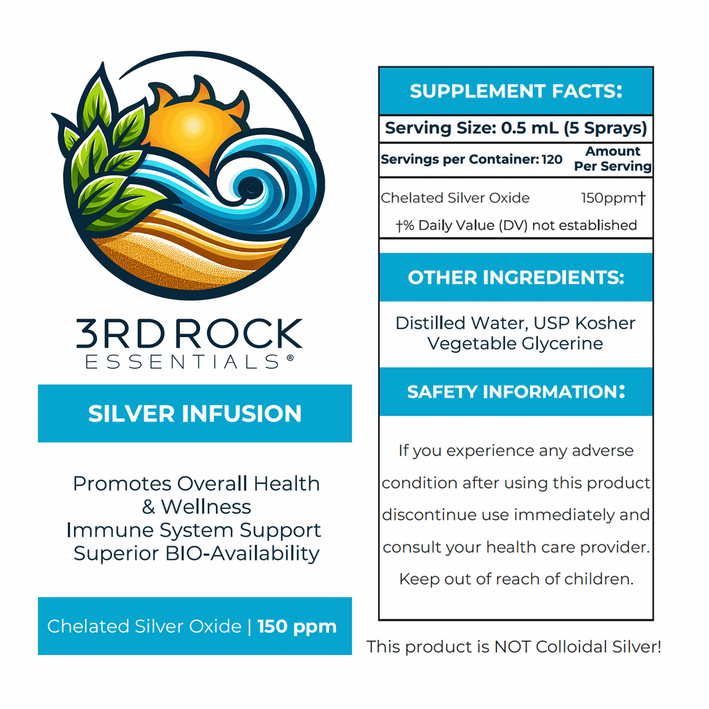 Silver Infusion 150 PPM Chelated Silver Oxide Dietary Supplement - 2 oz. Spray
