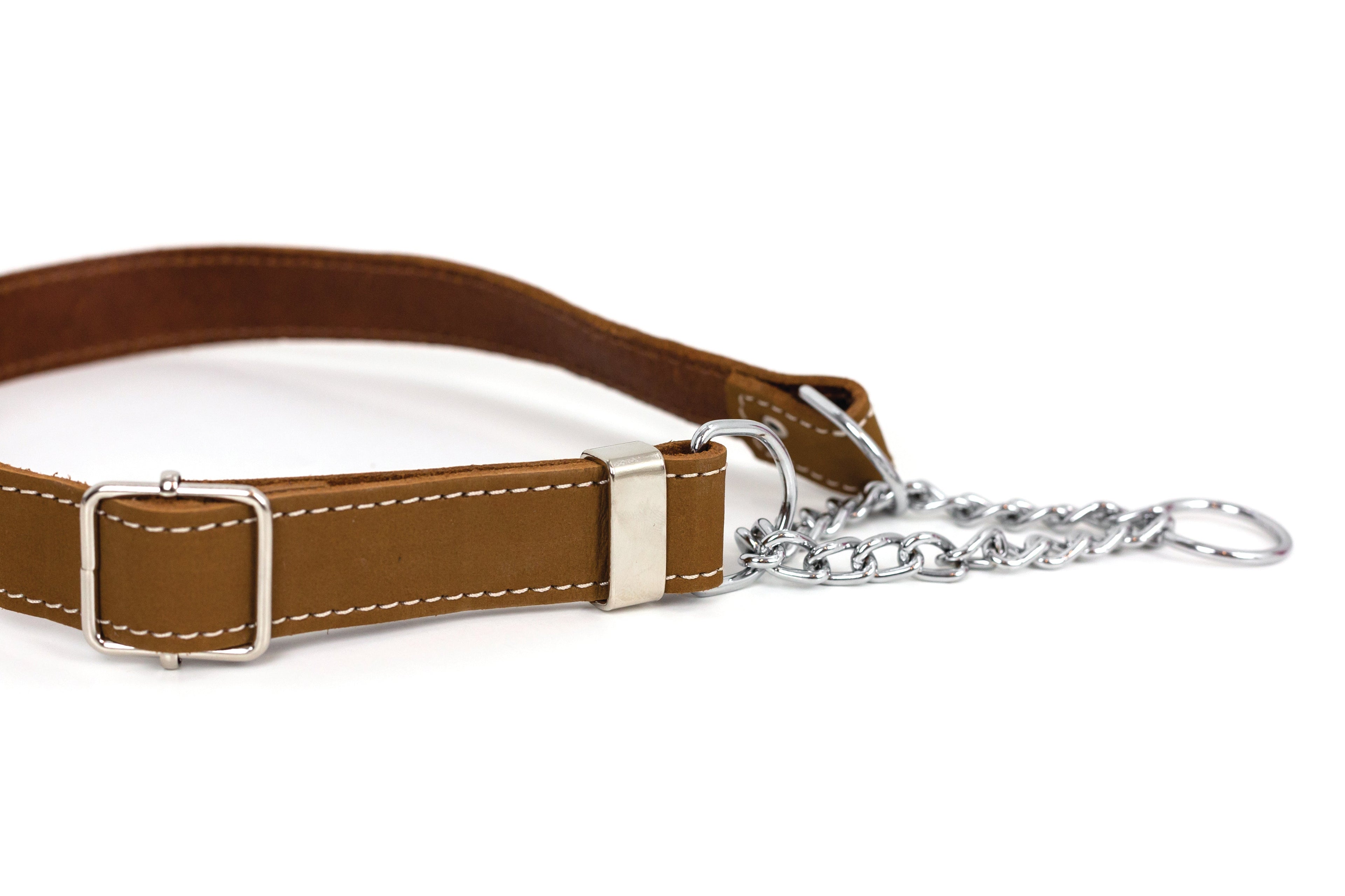 Martingale Earth Brown Leather Dog Collar
