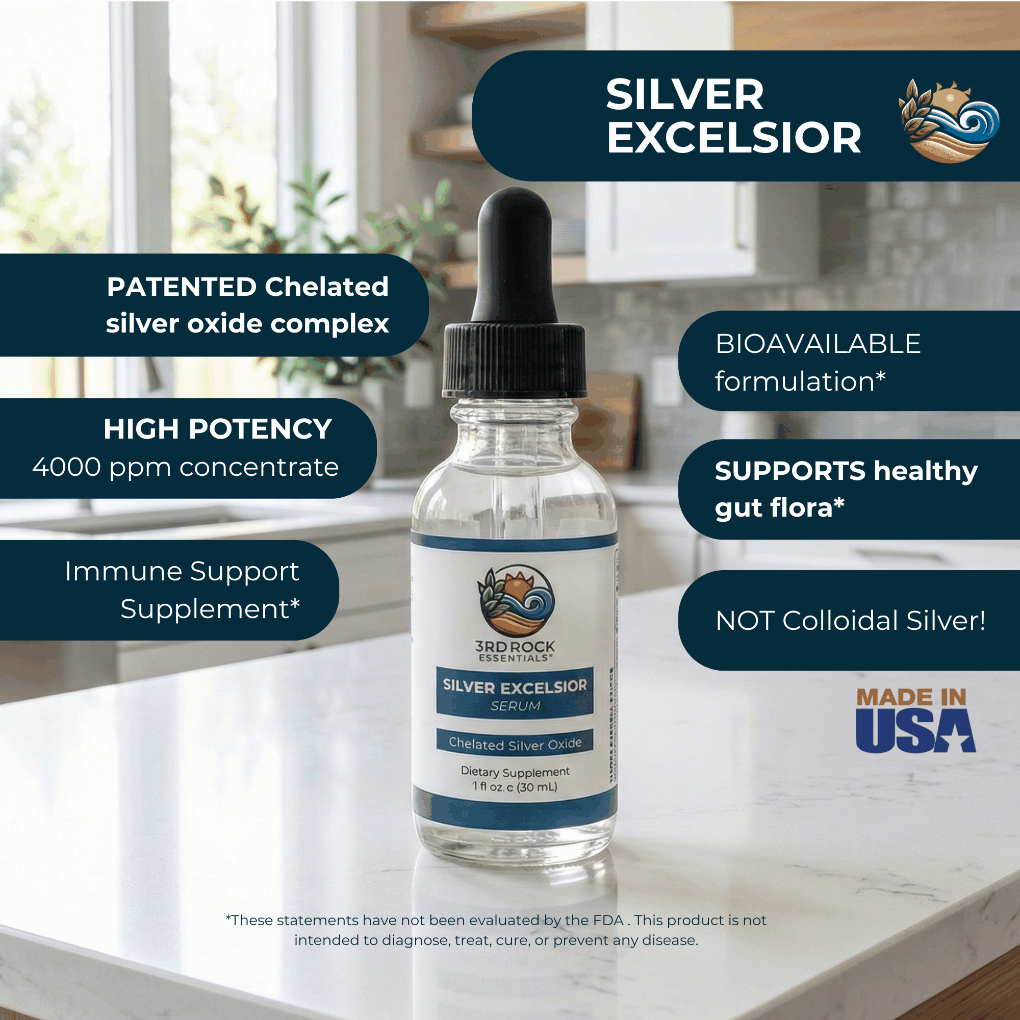 Silver Excelsior Serum - 4000 PPM Silver Oxide Dietary Supplement