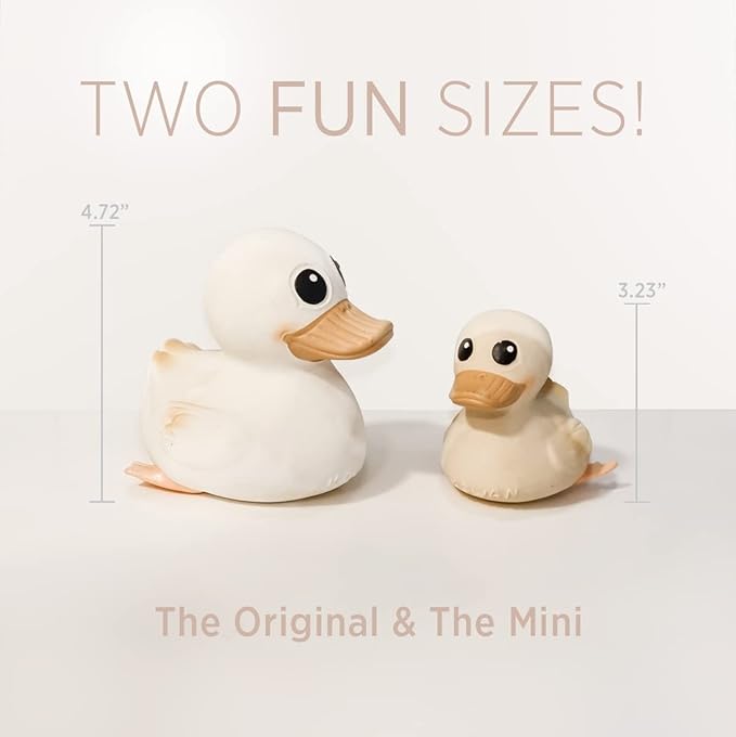 HEVEA Kawan Mini Rubber Duck - 100% Natural Rubber Baby Bath Toy - Eco Friendly, Perfect for Playing, Teething, and Bathing - Mold Free Bath Toys - Eggnog