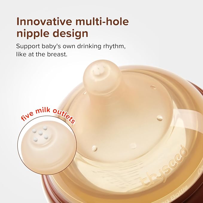Natural Anti-Colic Baby Bottles That Mimic Breastfeeding Newborn Breast Like Nursing Bottle (1+ Months) 8Ounce,1pack