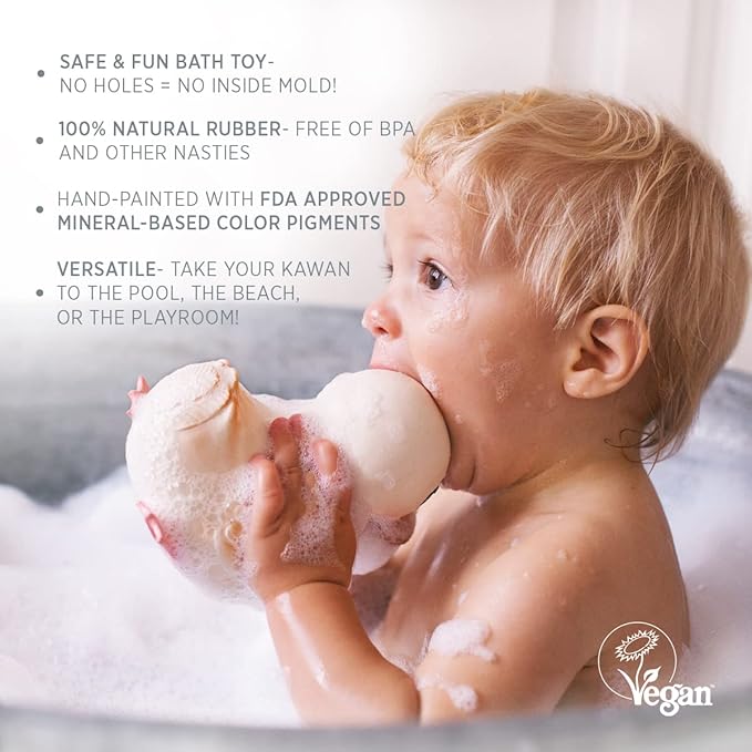 HEVEA Kawan Mini Rubber Duck - 100% Natural Rubber Baby Bath Toy - Eco Friendly, Perfect for Playing, Teething, and Bathing - Mold Free Bath Toys - Sand