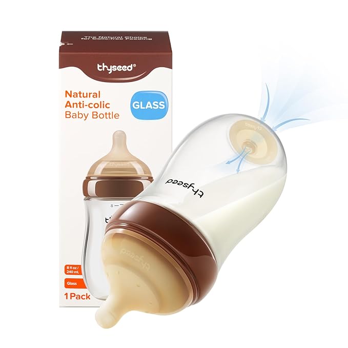 Natural Anti-Colic Baby Bottles That Mimic Breastfeeding Newborn Breast Like Nursing Bottle 0+ Months, 8 Ounce,1pack