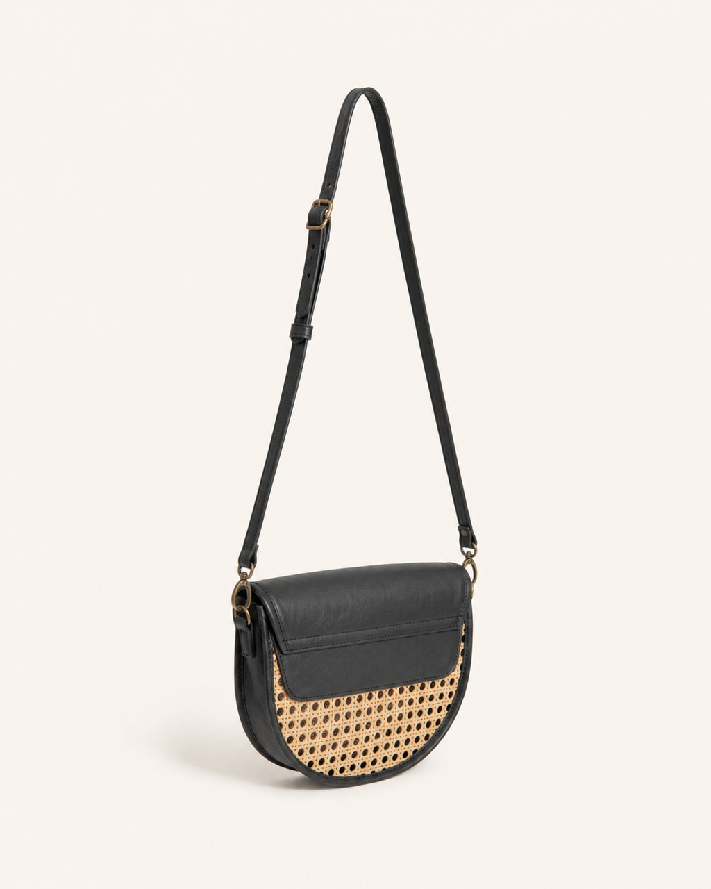 Raja Leather and Cane Crossbody
