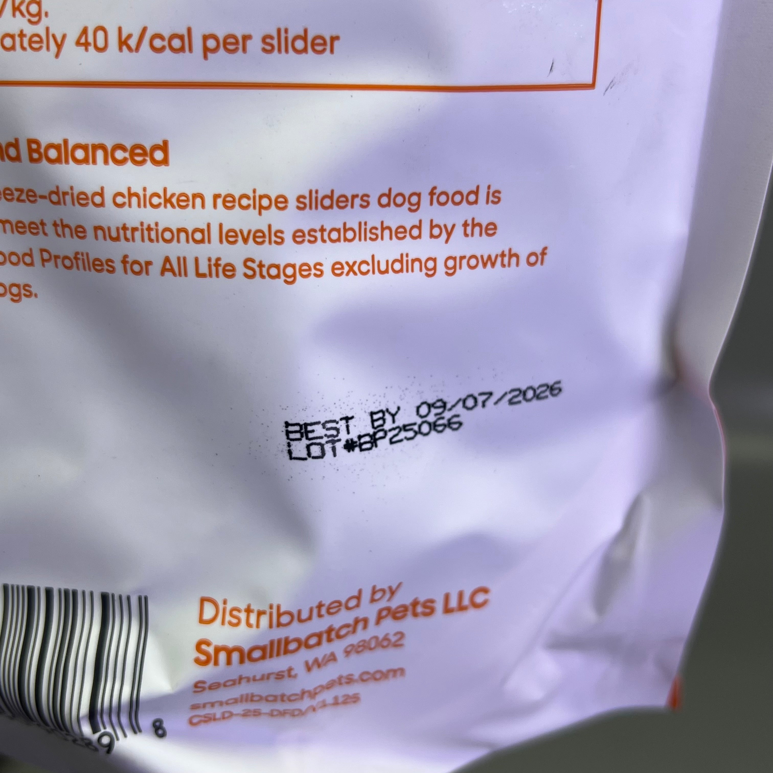 SMALL BATCH Freeze Dried Sliders For Dogs Chicken Recipe 25 Oz Bag BB 09/26