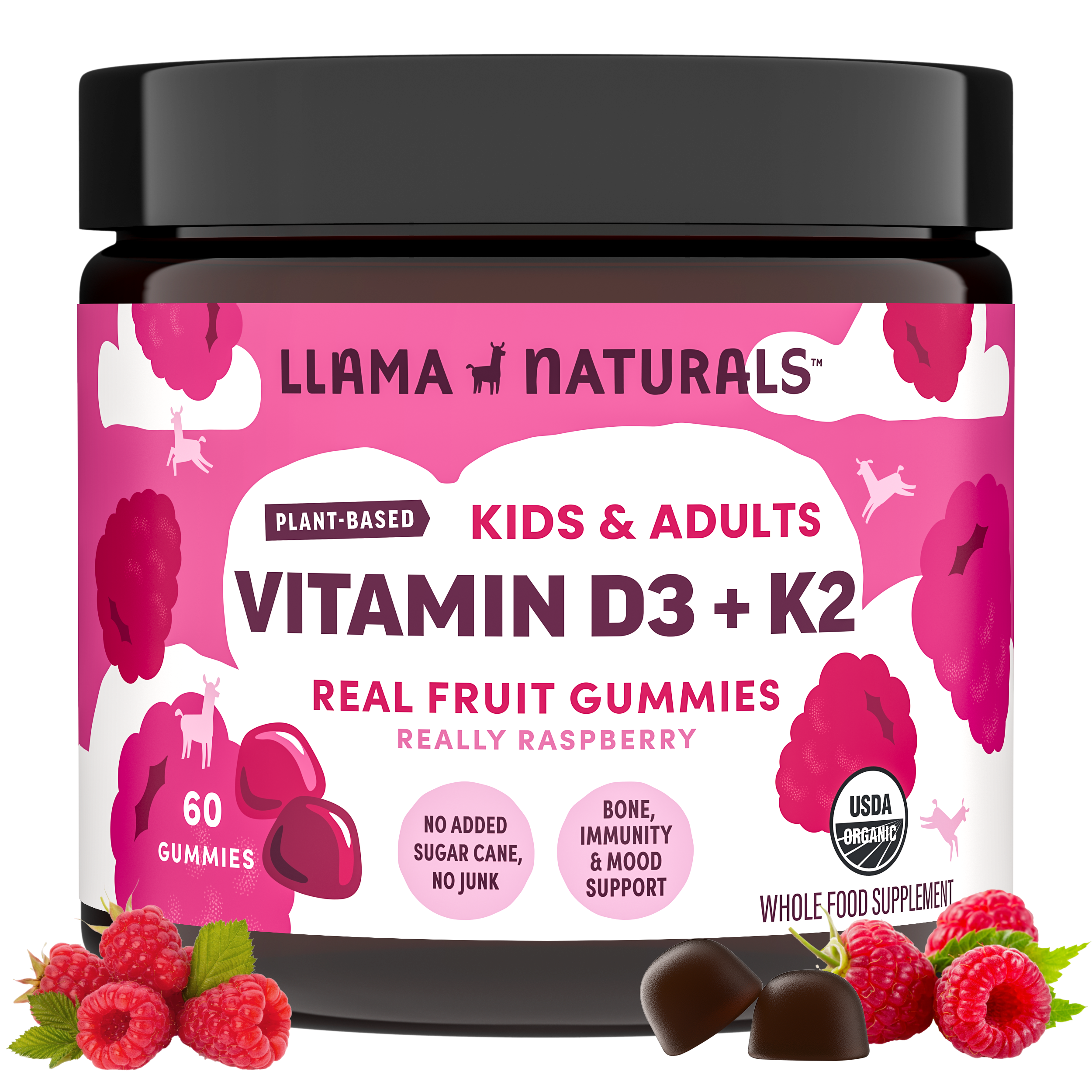 Vitamin D3 + K2 Gummies, Raspberry (60 ct)