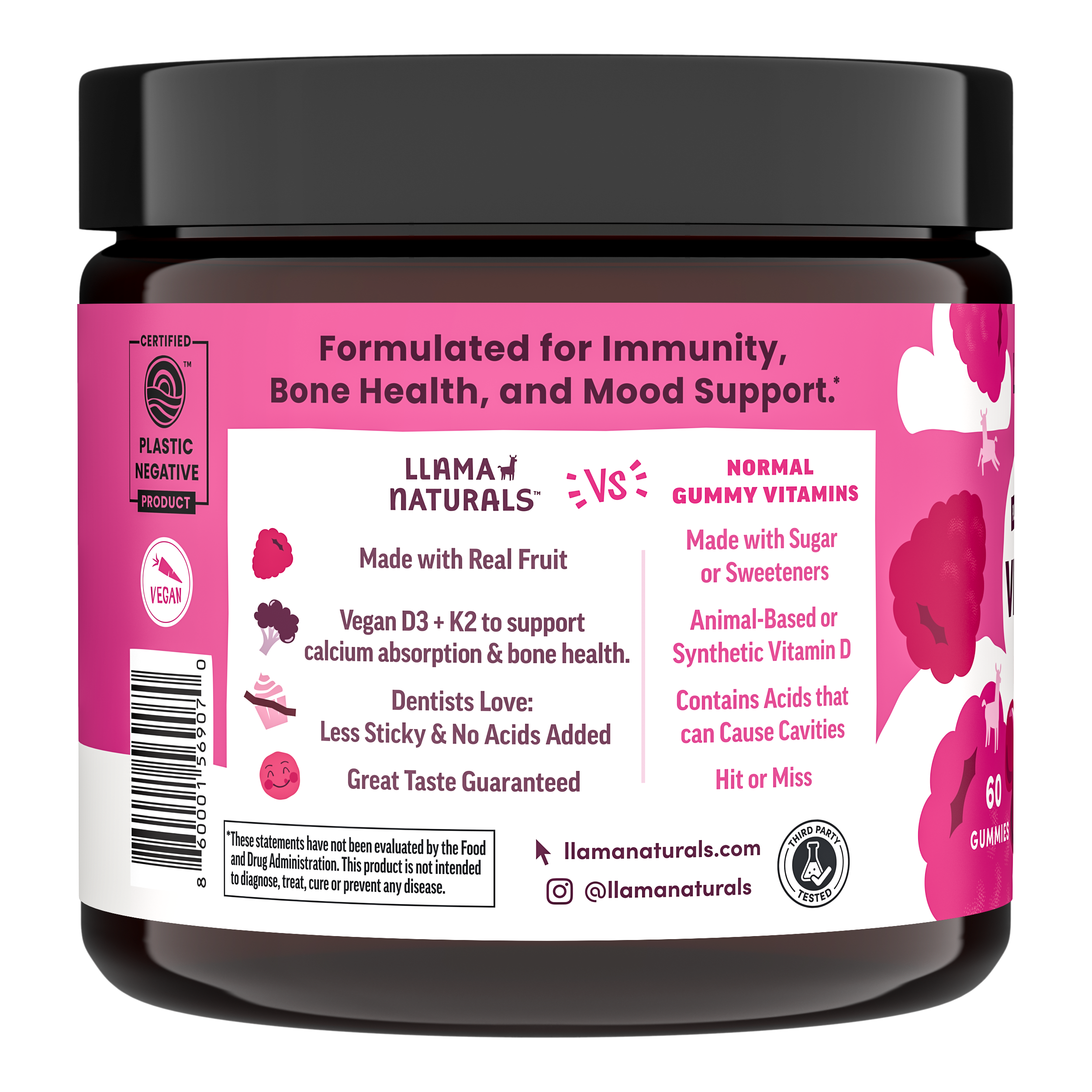 Vitamin D3 + K2 Gummies, Raspberry (60 ct)