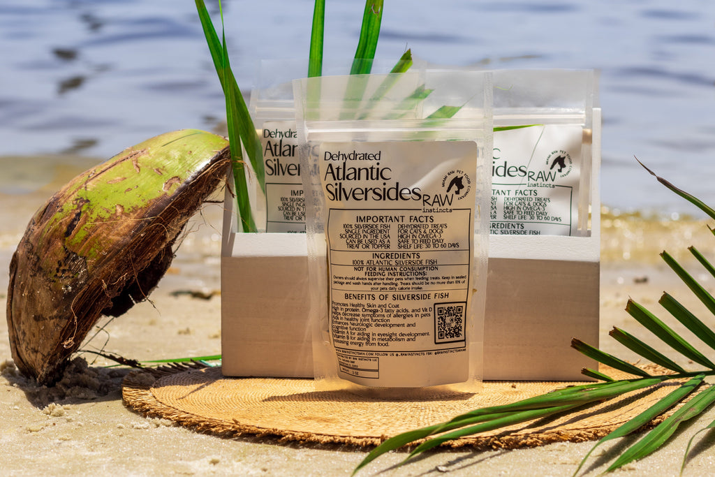 Dehydrated Atlantic Silverside – 2oz | Raw Instincts | Small Batch Florida Fish Treat for Cats & Dogs