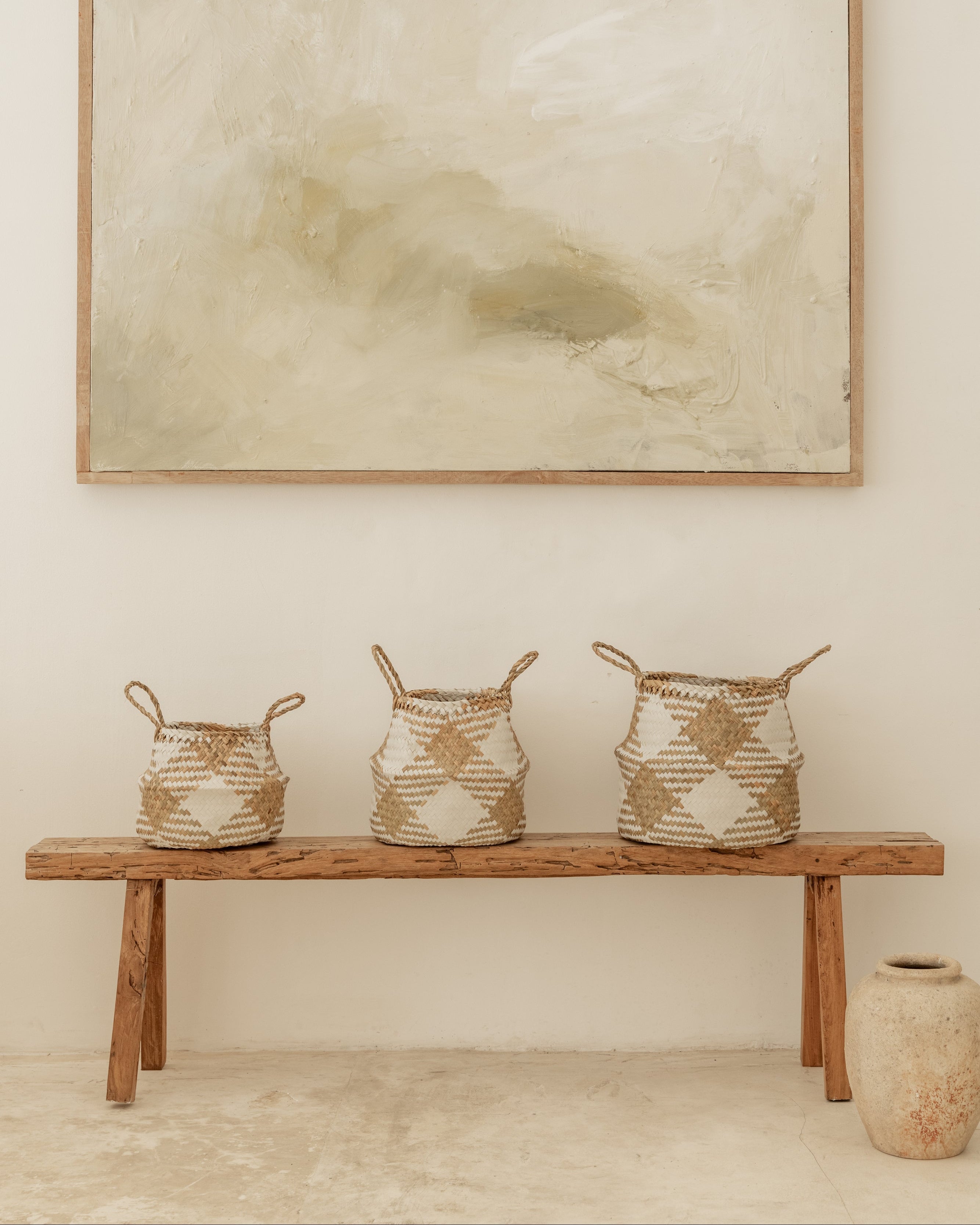 Plaid Woven Storage Basket
