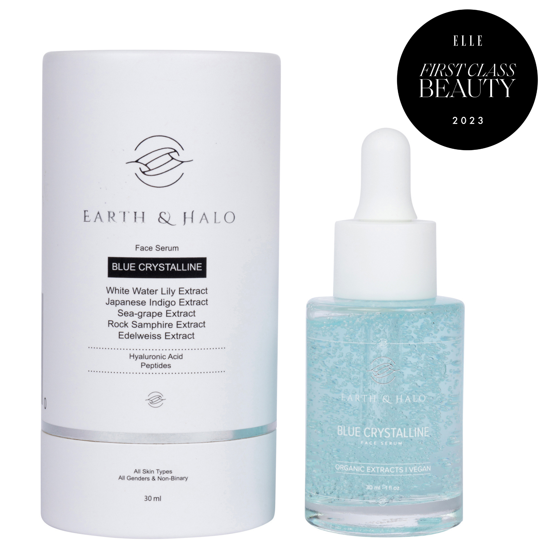 Blue Crystalline Face Serum 30 ml – Elle's Best Serum of 2023 | Vegan & Organic Extracts