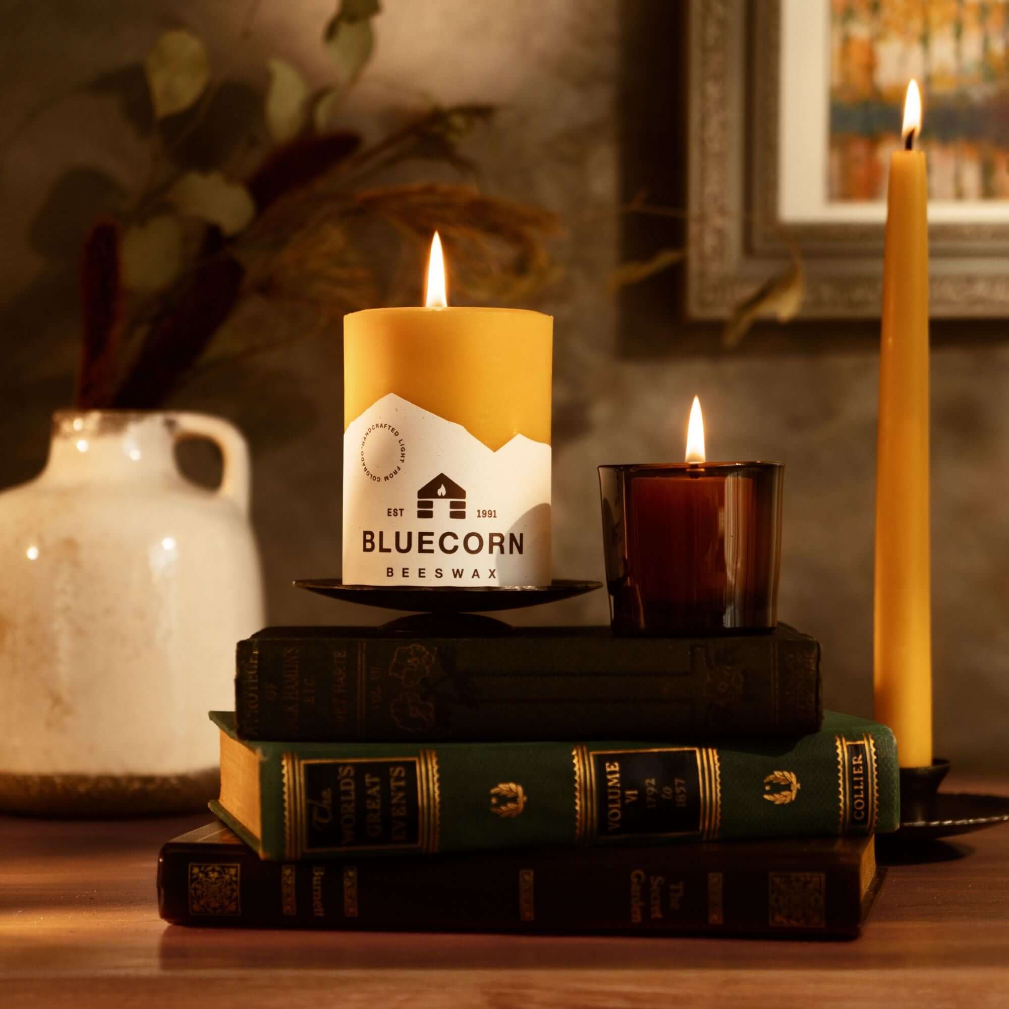 Hand-Dipped Beeswax Taper Candles - Bulk 4-Pair Bundle