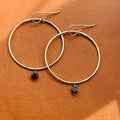 GARNET HEART HOOP EARRINGS