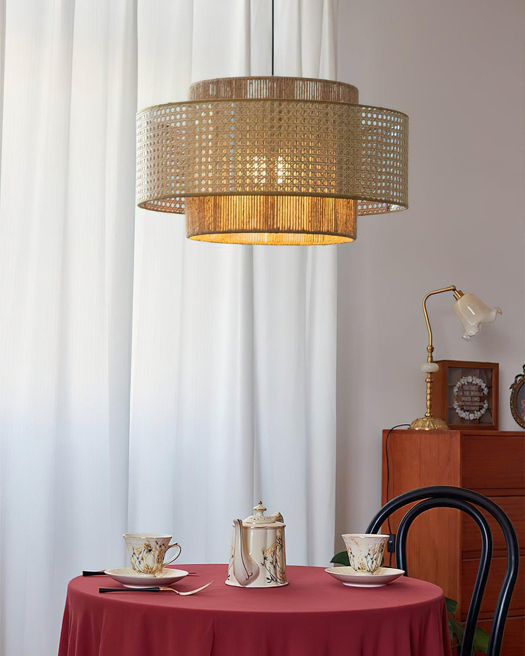 Cross Rattan Pendant Lamp 15.7"