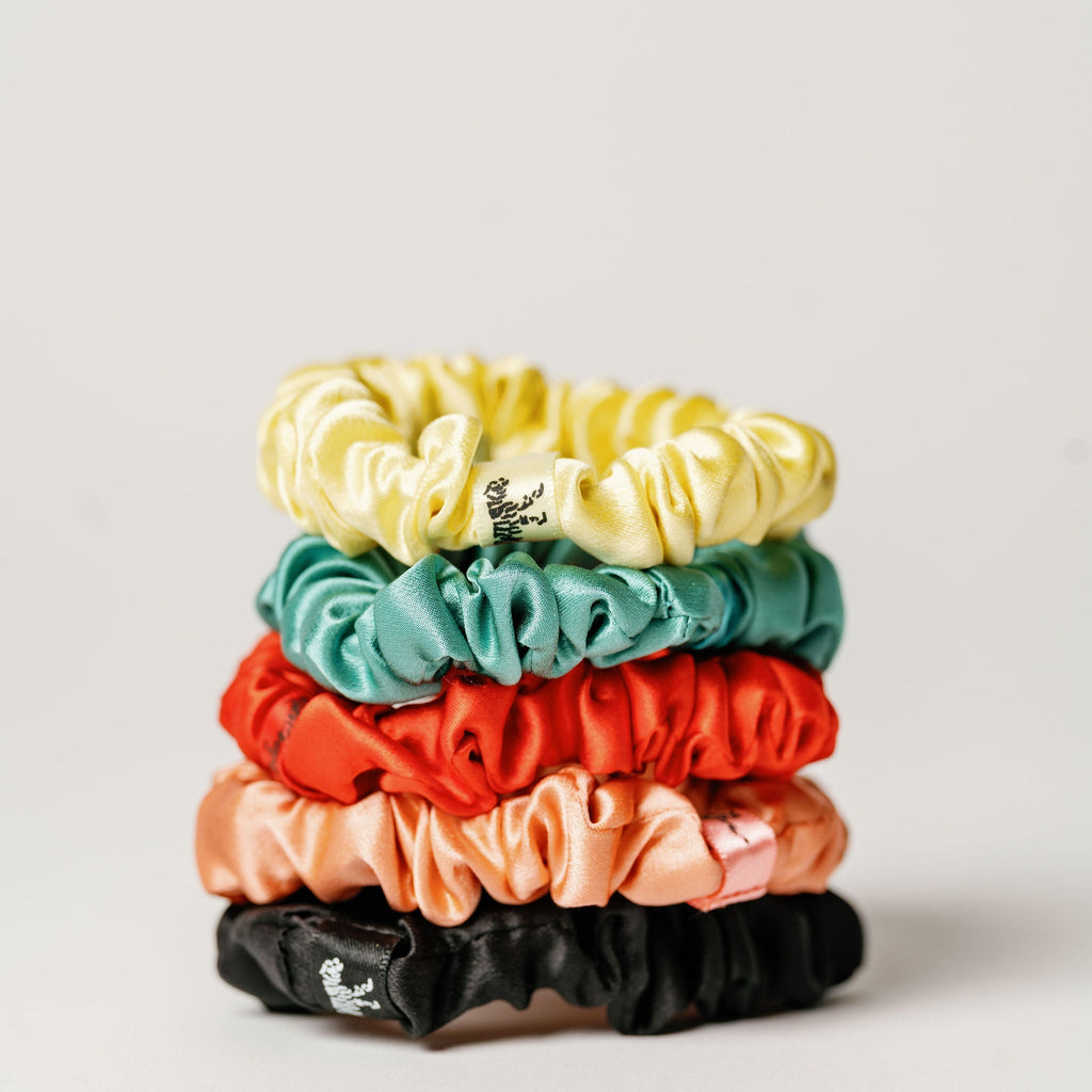 Organic Silk Small Scrunchie 3-Pack Jade Green