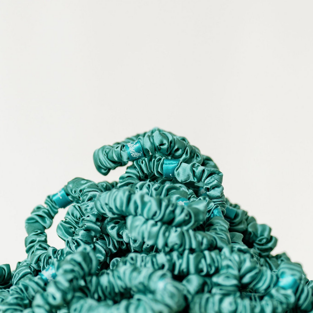 Organic Silk Small Scrunchie 3-Pack Jade Green
