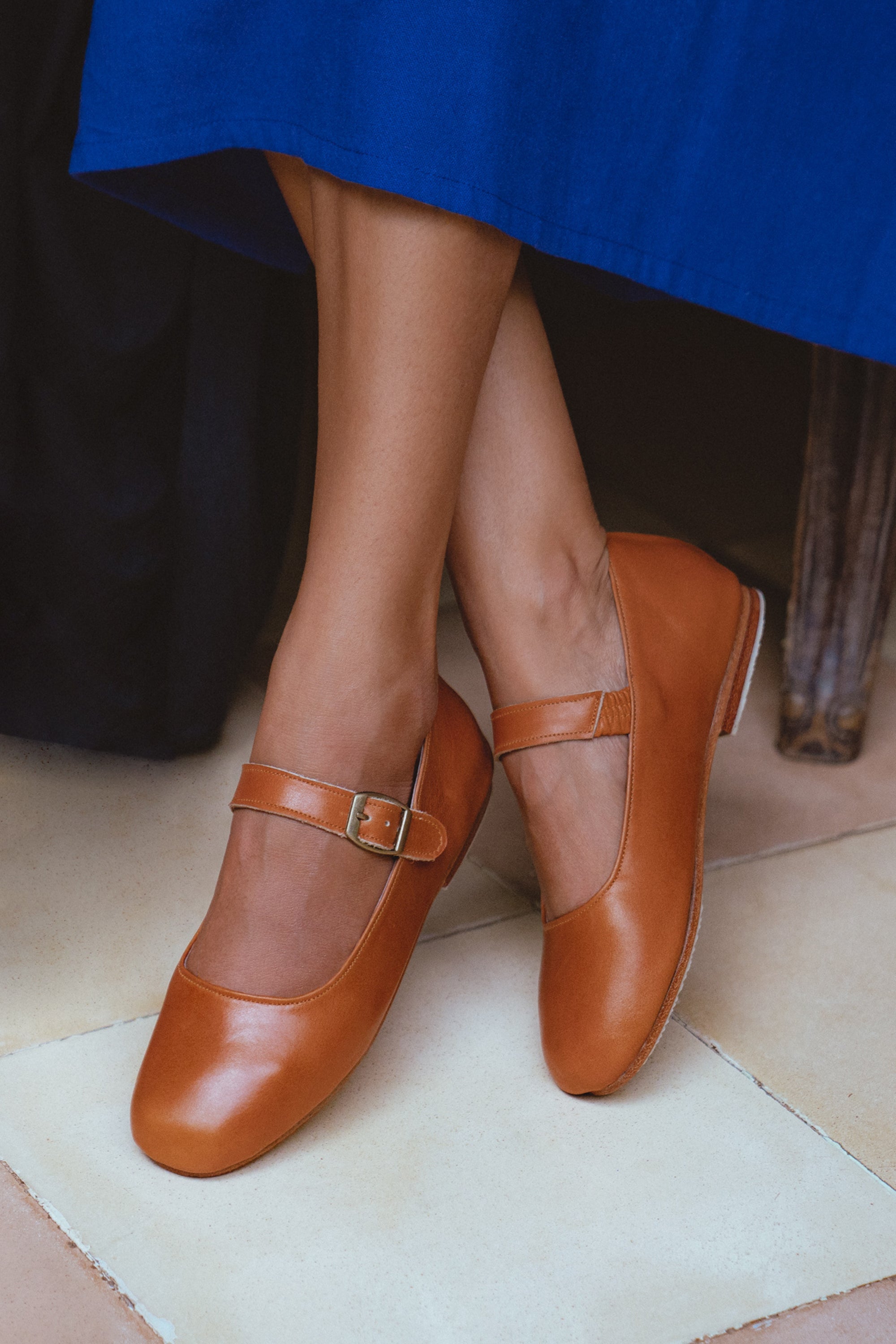 Belle Rose Mary Jane Leather Flats