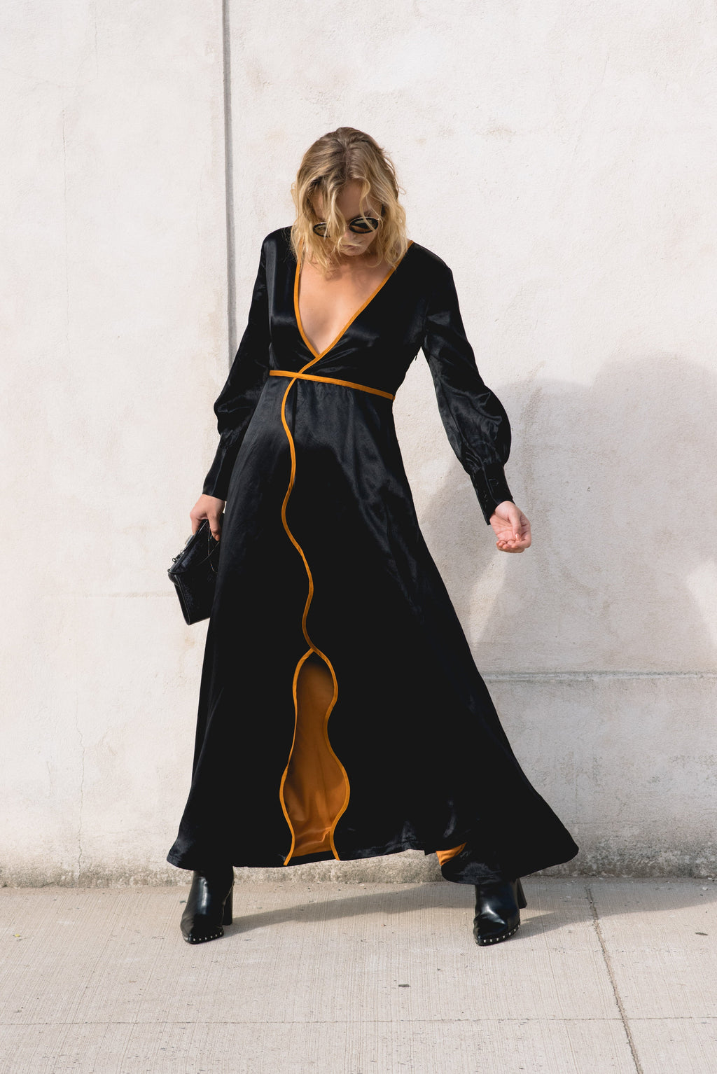 Adrienne Black Silk Dress Luxury Black Silk Evening Dress