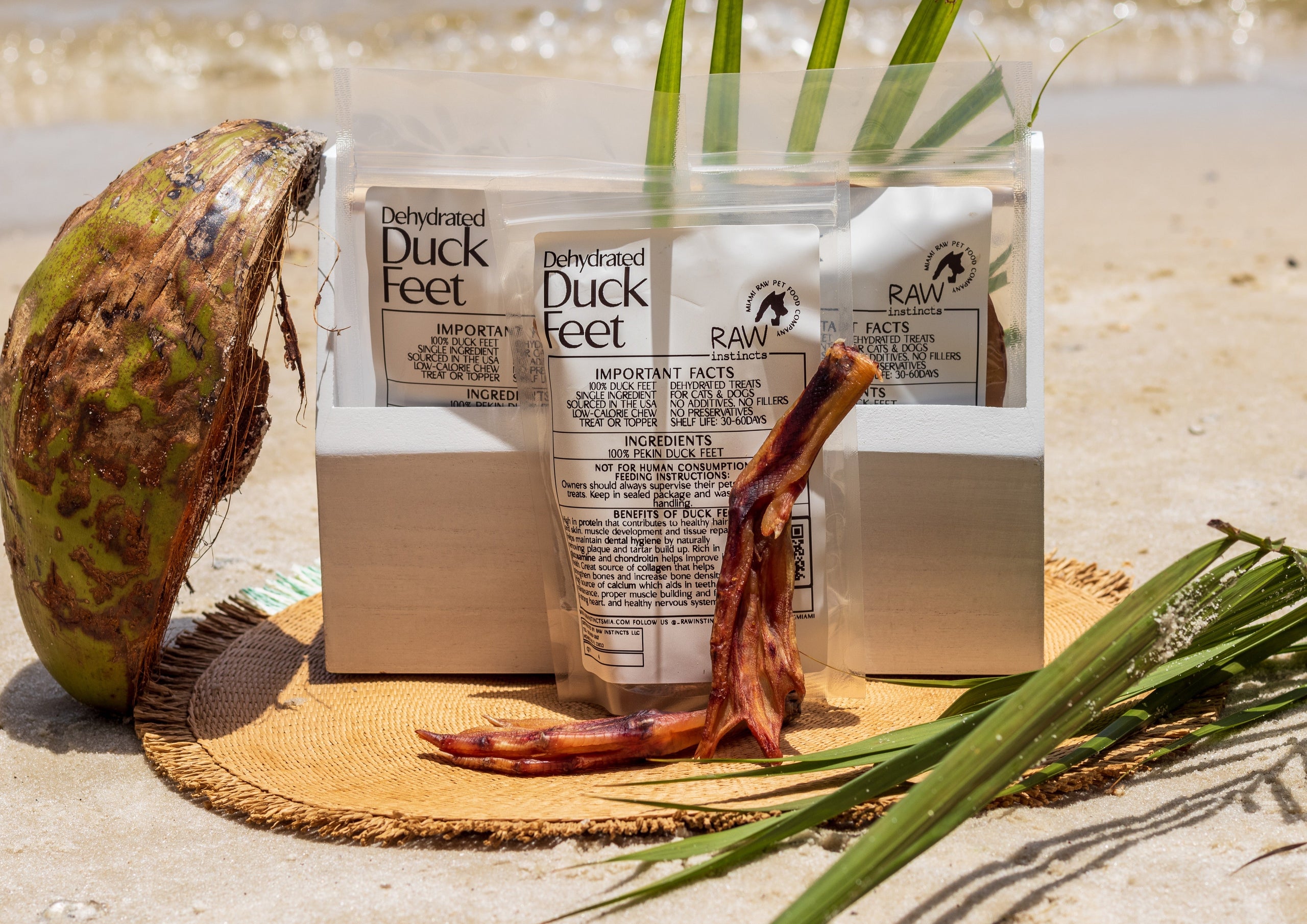 Dehydrated Duck Feet for Dogs & Cats — 100% Pekin Duck | Raw Instincts USA | Qty: 4 Feet