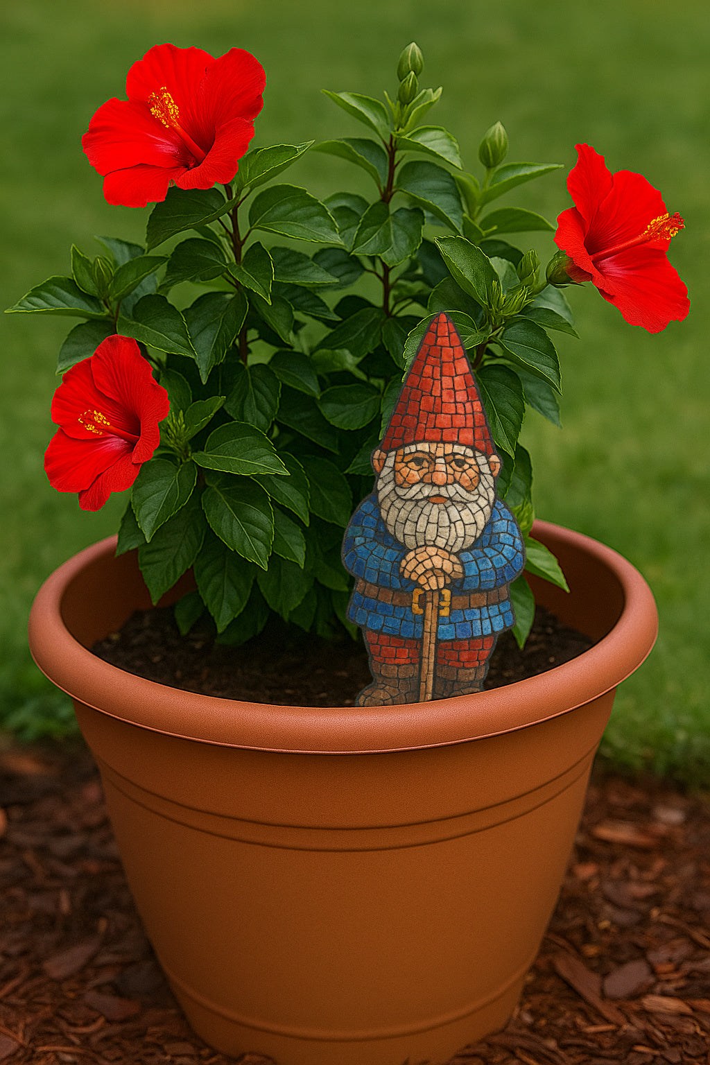 Gnome with Pattern 12"  (pre-drilled for hanging kit and stakeable kit)