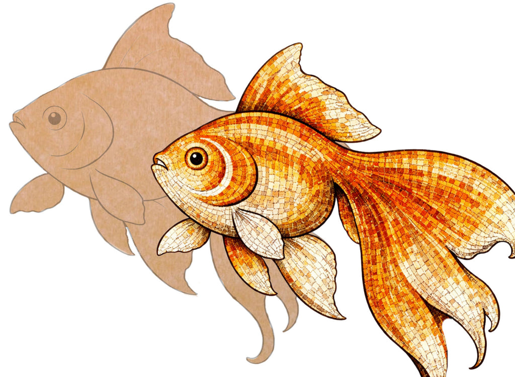 Goldfish Mosaic Backer 24"with Pattern (pre-drilled for hanging kit)