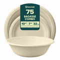 Bosnal – Sugarcane Bagasse Compostable 10 inch & 7 inch Round Plates with 32 Oz Bowls
