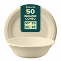 Bosnal - Sugarcane Bagasse Compostable 10 inch Round Plates with 32 oz Bowls