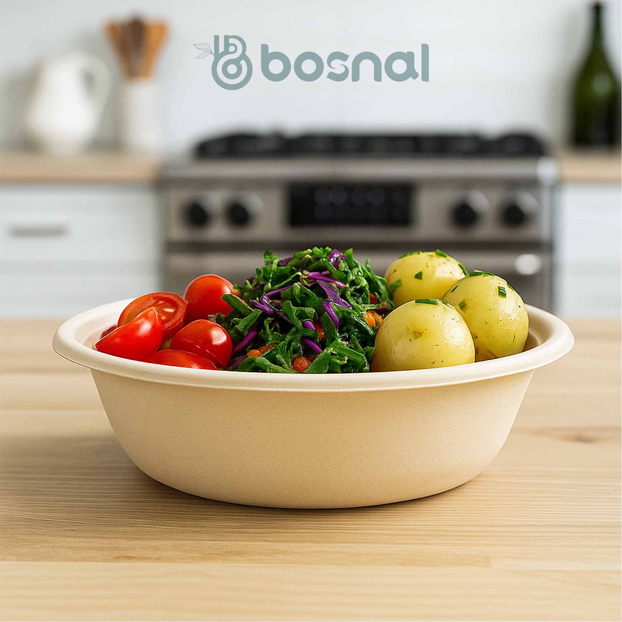 Bosnal – Sugarcane Bagasse Compostable 10 inch & 7 inch Round Plates, 32 Oz Bowls with Cutlery