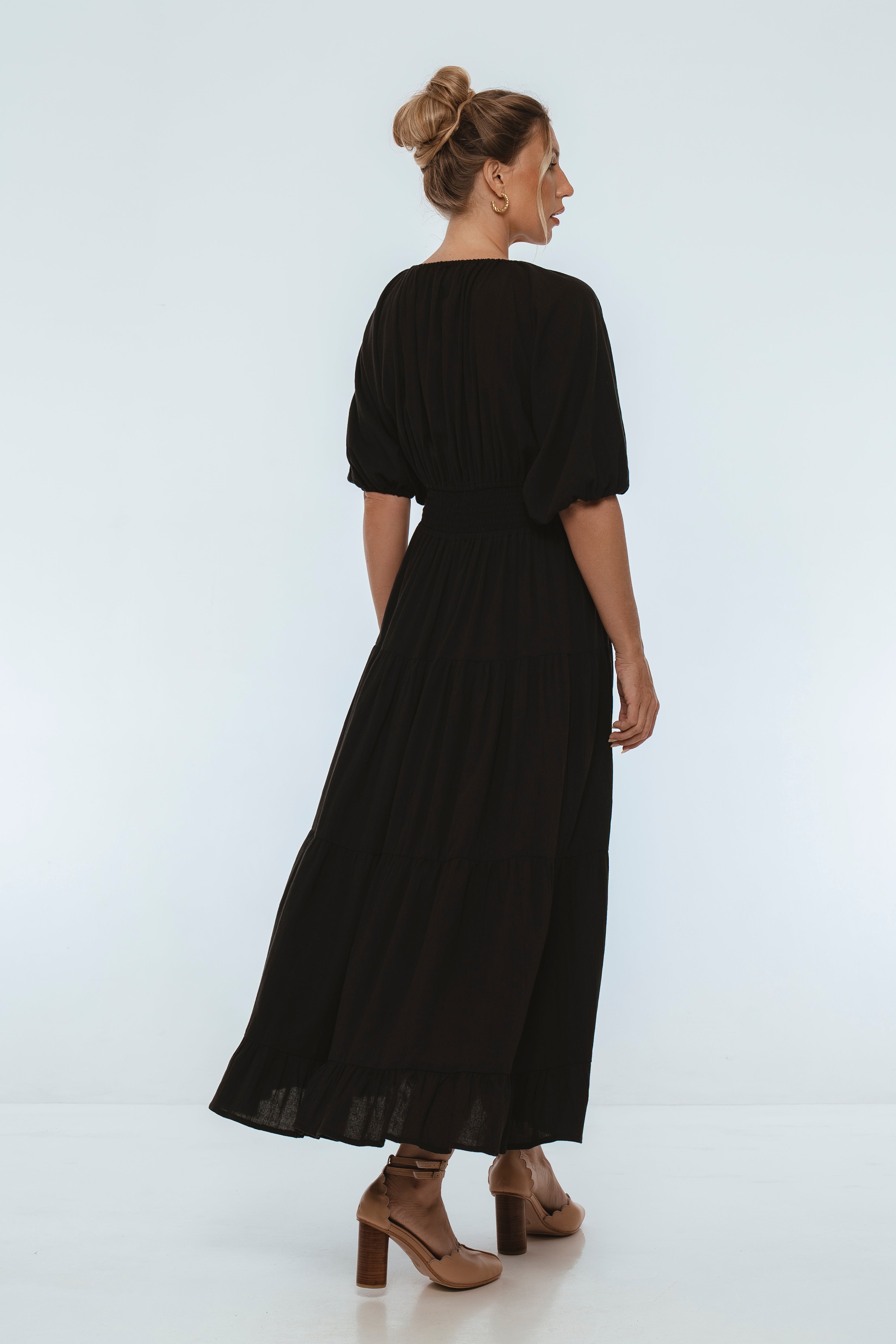 Lucienne Smocked Linen Maxi Dress