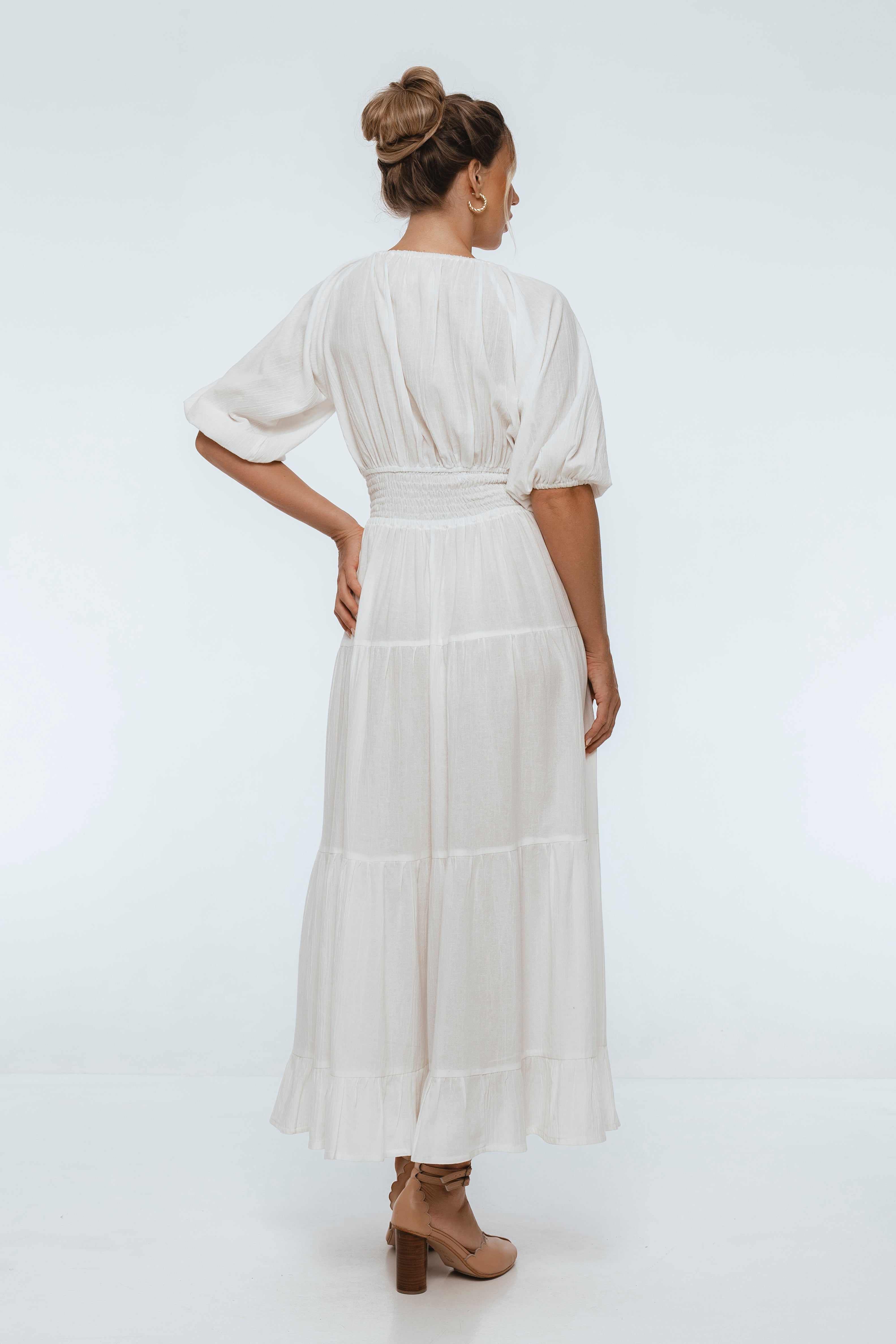 Lucienne Smocked Linen Maxi Dress