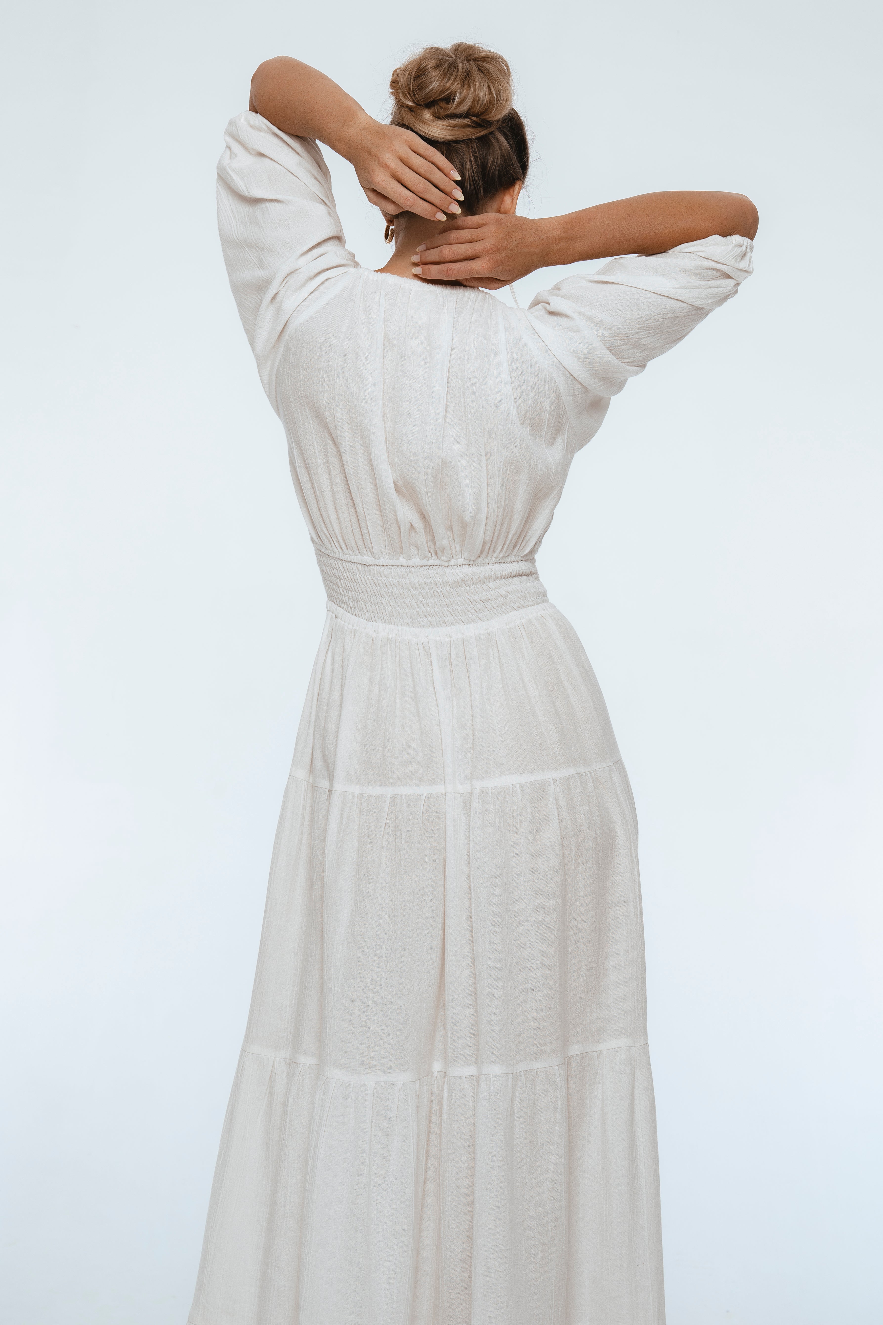 Lucienne Smocked Linen Maxi Dress