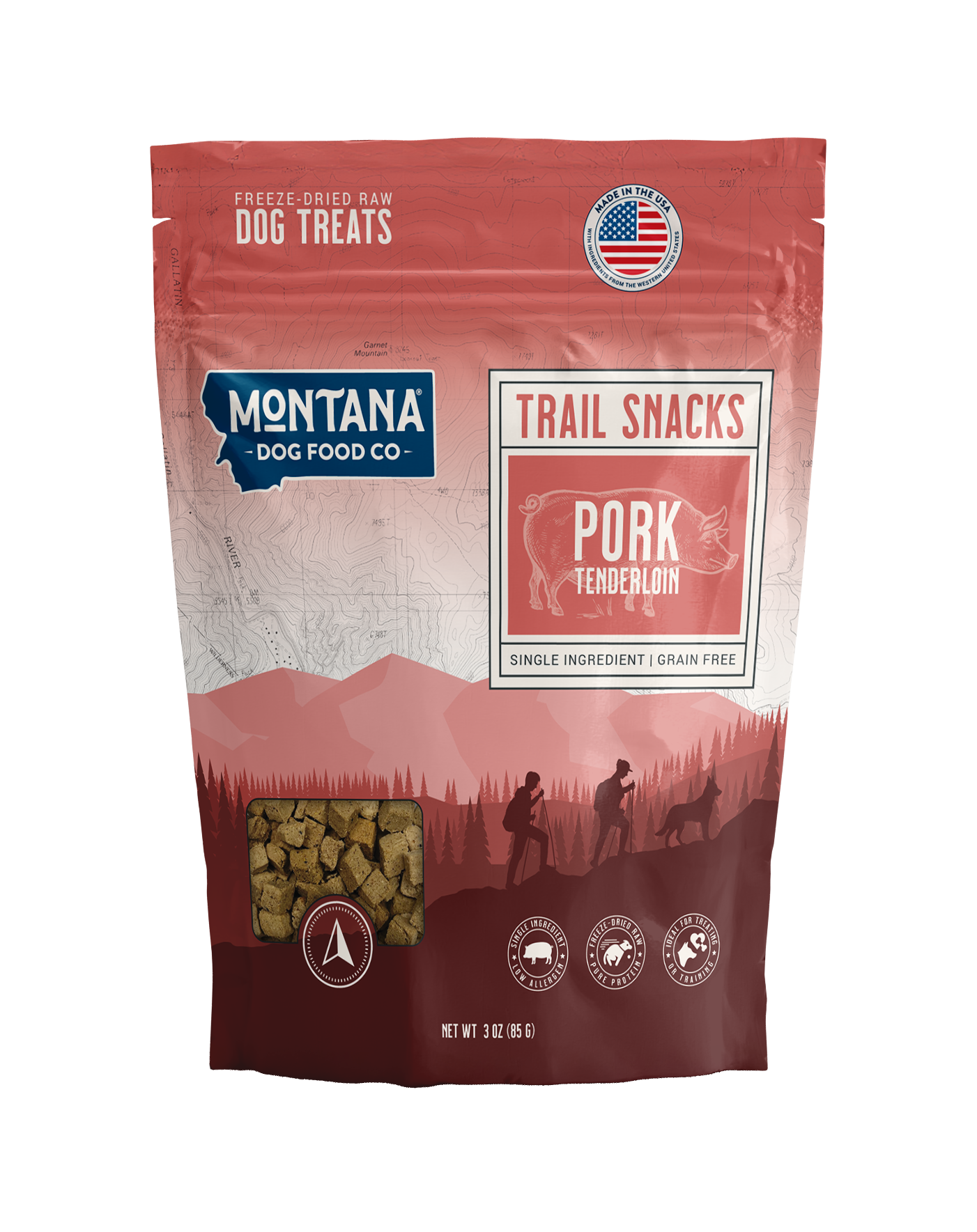 Pork Tenderloin Freeze-dried Raw Trail Snacks (Treats) for Dogs 3oz