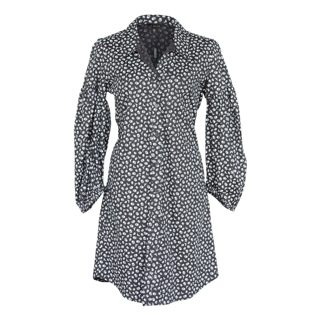 Black Floral Dress in Italian Cotton – Elegant Summer Dress
