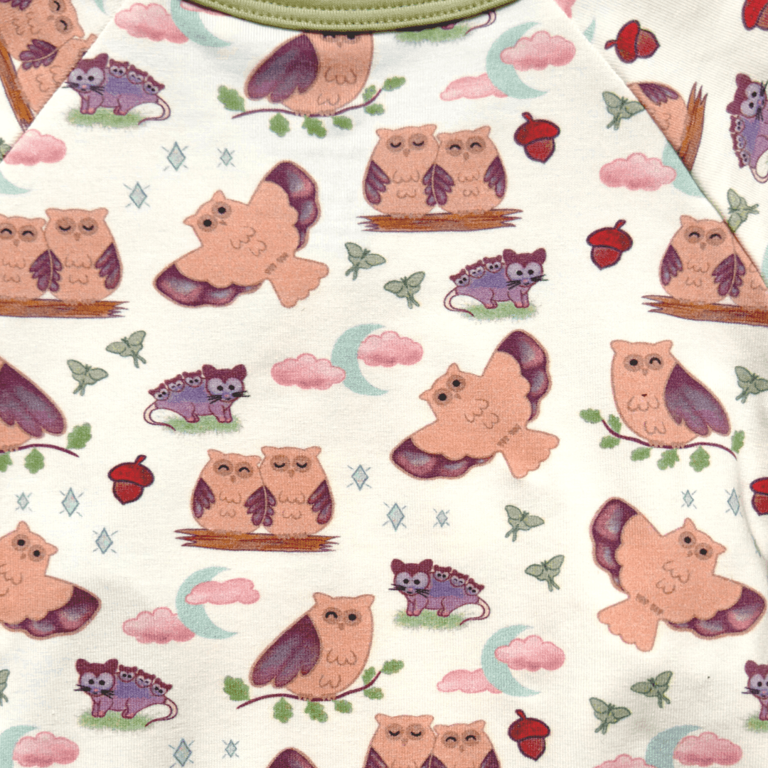Owl Kimono Shorty Romper | Organic Pima Cotton
