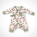 Owl Kimono Long Sleeve Romper | Organic Pima Cotton