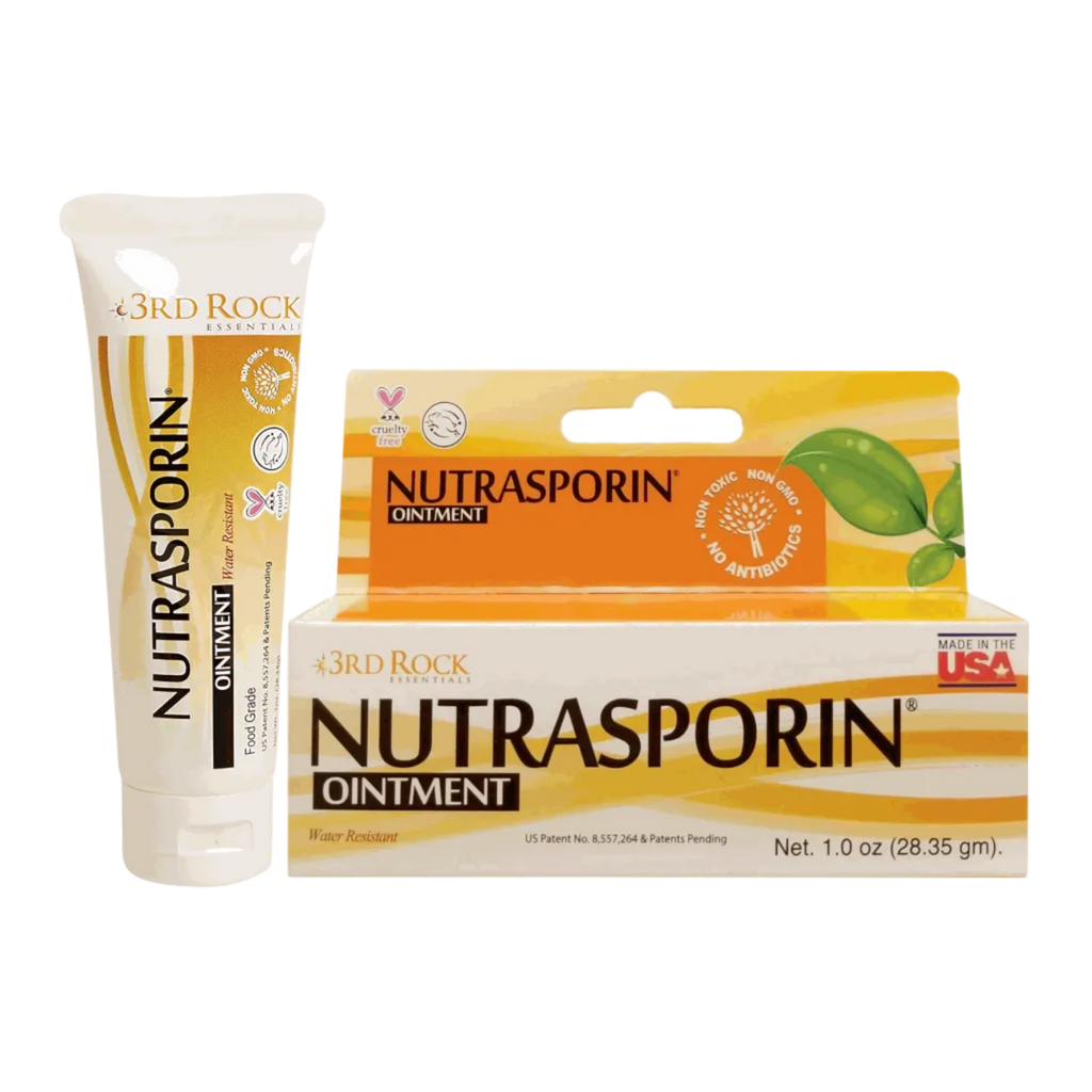 NUTRASPORIN ointment packaging including a tube and box on a white background