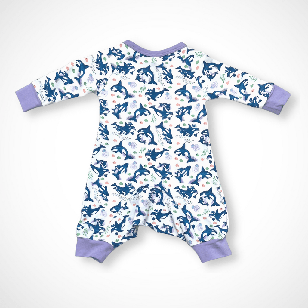 Orca Kimono Long Sleeve Romper | Organic Pima Cotton
