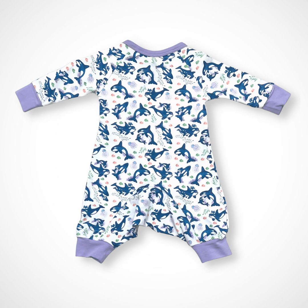Orca Kimono Long Sleeve Romper | Organic Pima Cotton