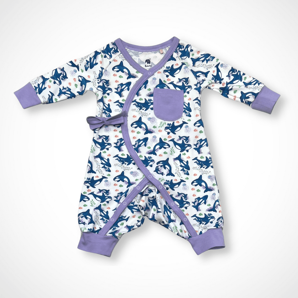 Orca Kimono Long Sleeve Romper | Organic Pima Cotton