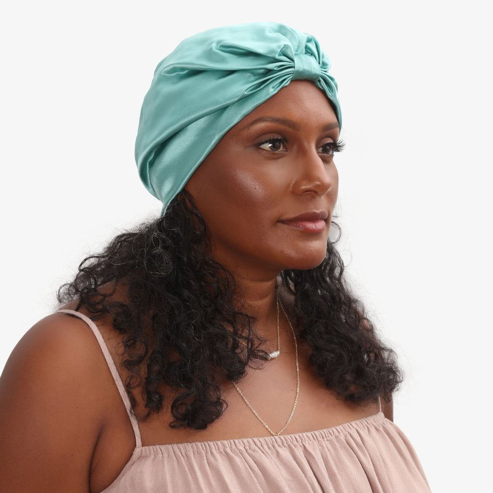 Organic Silk Hair Bonnet Jade Green