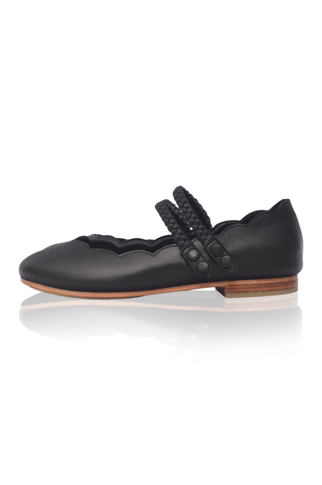 Prima Scalloped Leather Ballet Flats