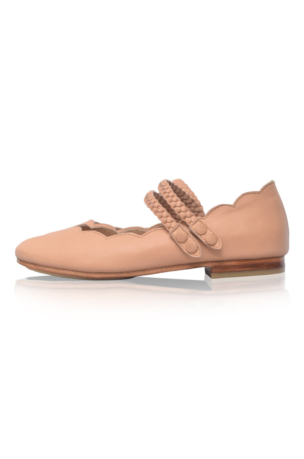 Prima Scalloped Leather Ballet Flats